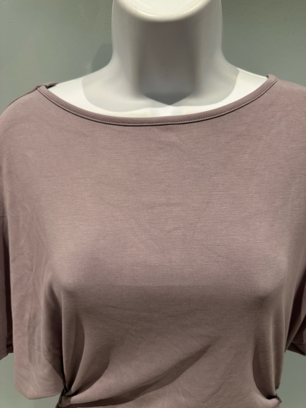 OGL | Sandwashed Effortless Boatneck Batwing Sleeve Side Ruched Top Purple Fog L - Picture 7 of 16